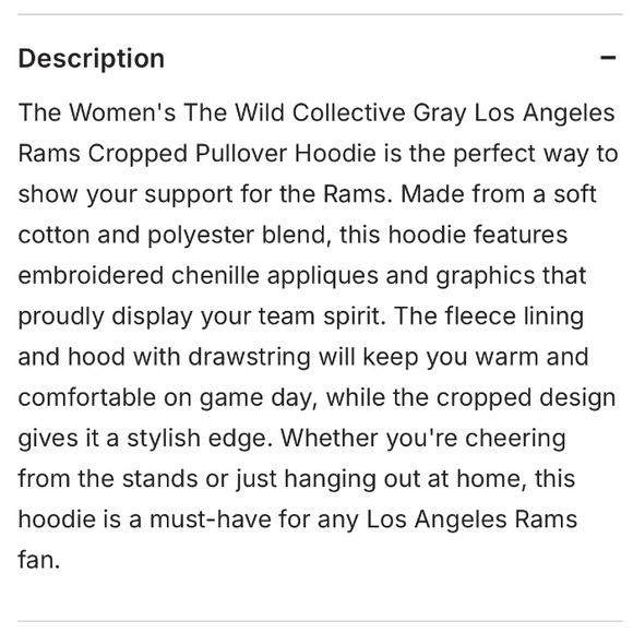 LA RAMS Cropped Pullover Hoodie - Picture 8 of 9